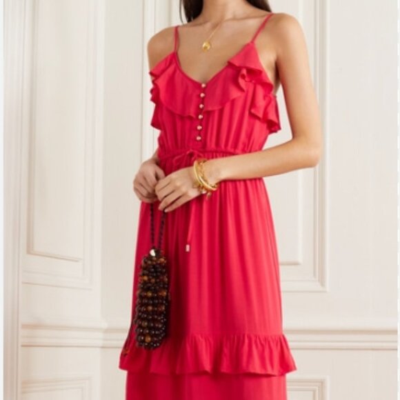 Melissa Odabash Dresses & Skirts - Melissa Odabash Red Ruffled Midi Sundress